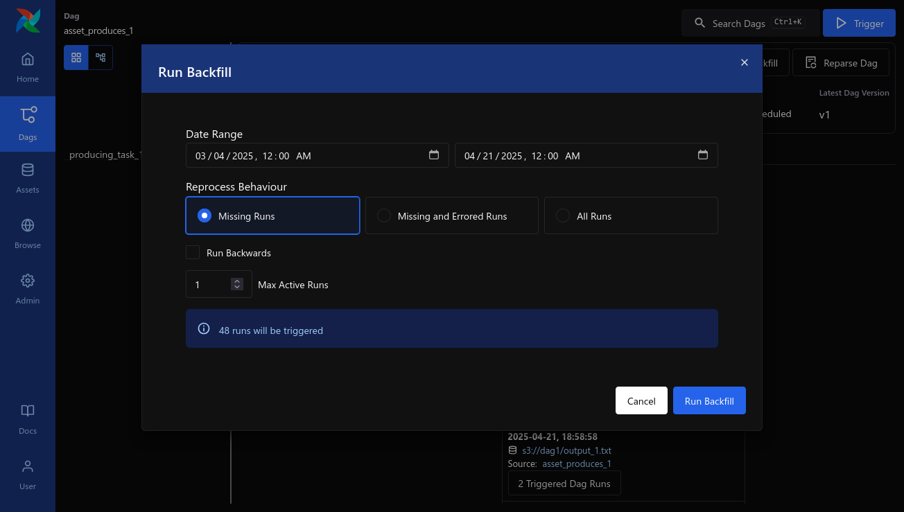 Backfill UI